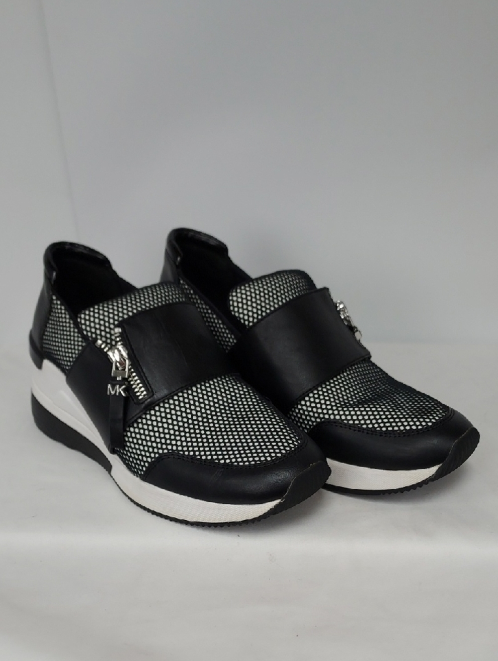 Michael Kors Chelsie Wedge Black & White Slip-On Platform Sneakers